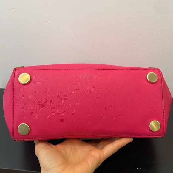 NWOT Fossil Ava Satchel pink with brown leather trim removable shoulder strap - Picture 9 of 13